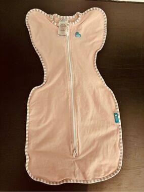 Love to Dream Light Pink Swaddle with Striped Trim